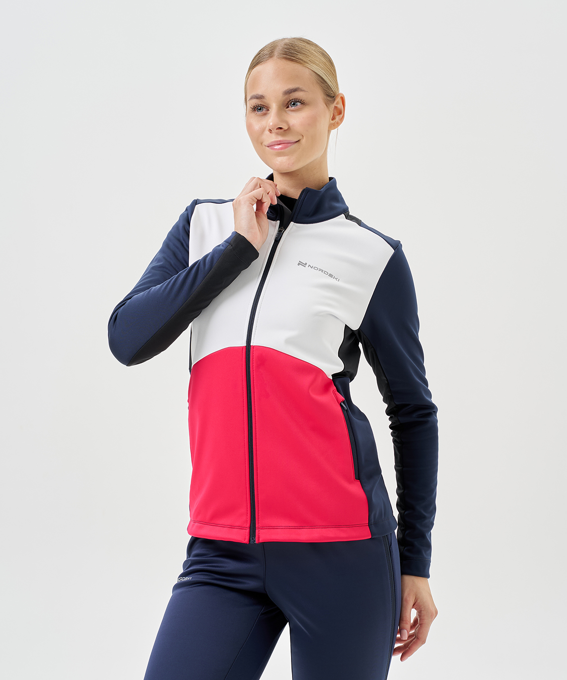 Тренировочная куртка Nordski Advance White/Pink/Blueberry W